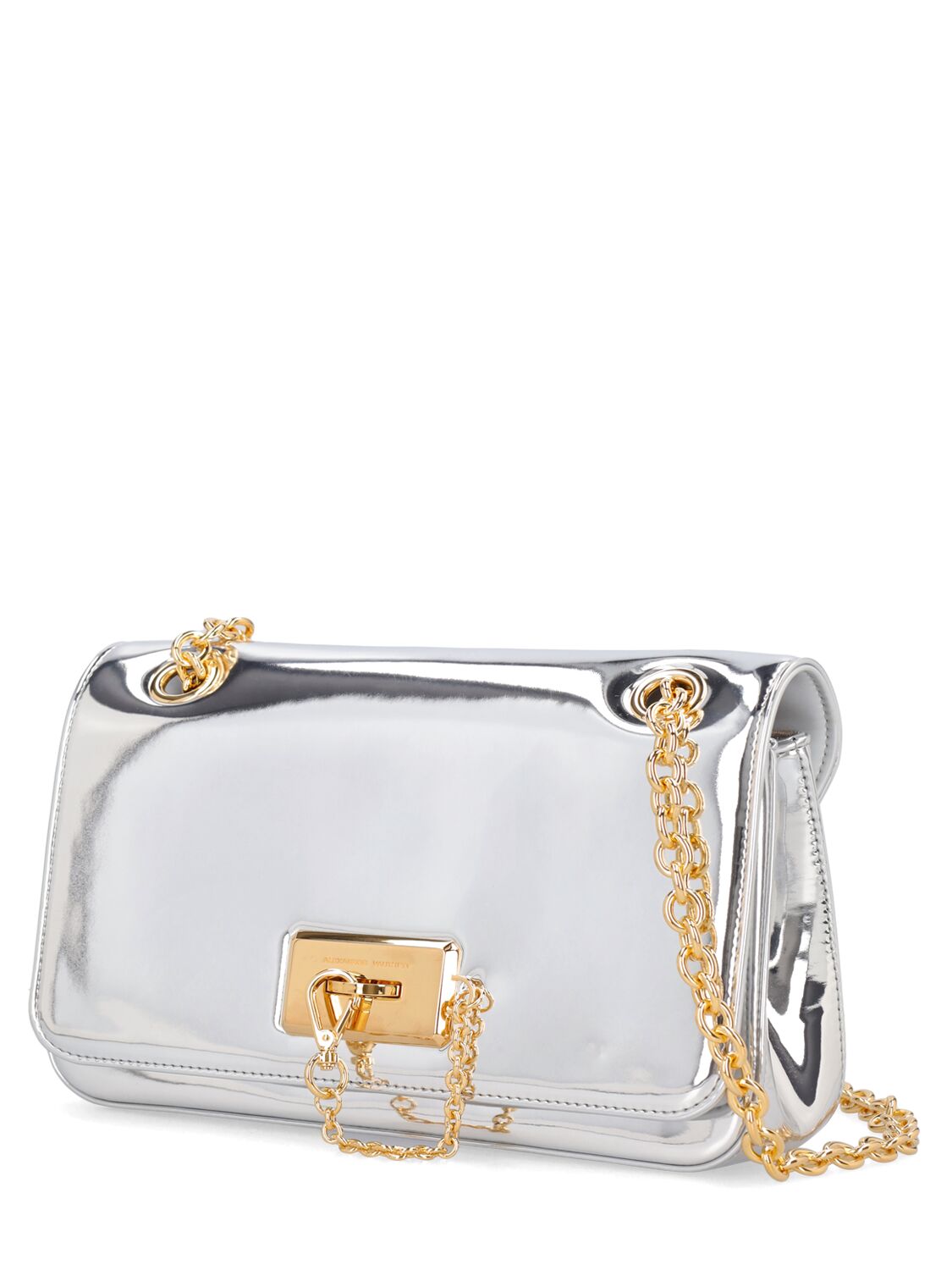Shop Alexandre Vauthier Le4 Mirror Effect Leather Shoulder Bag In Platinum