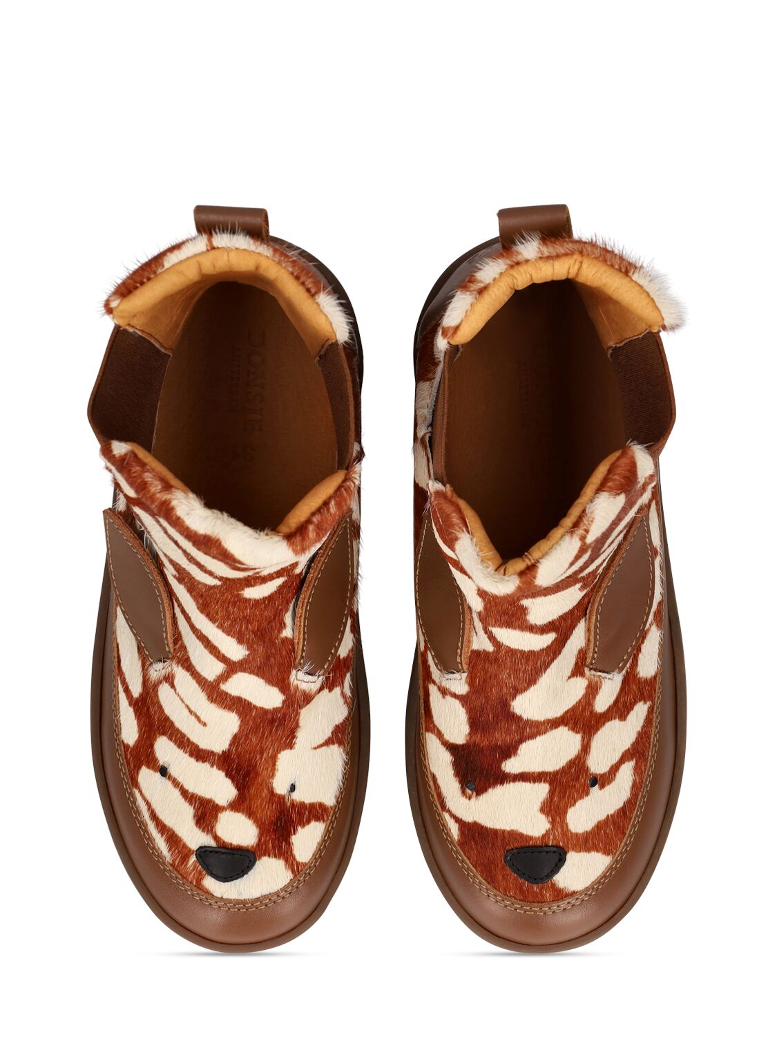 Donsje Kids' Bambi Leather & Faux Fur Boots W/ Ears In Brown