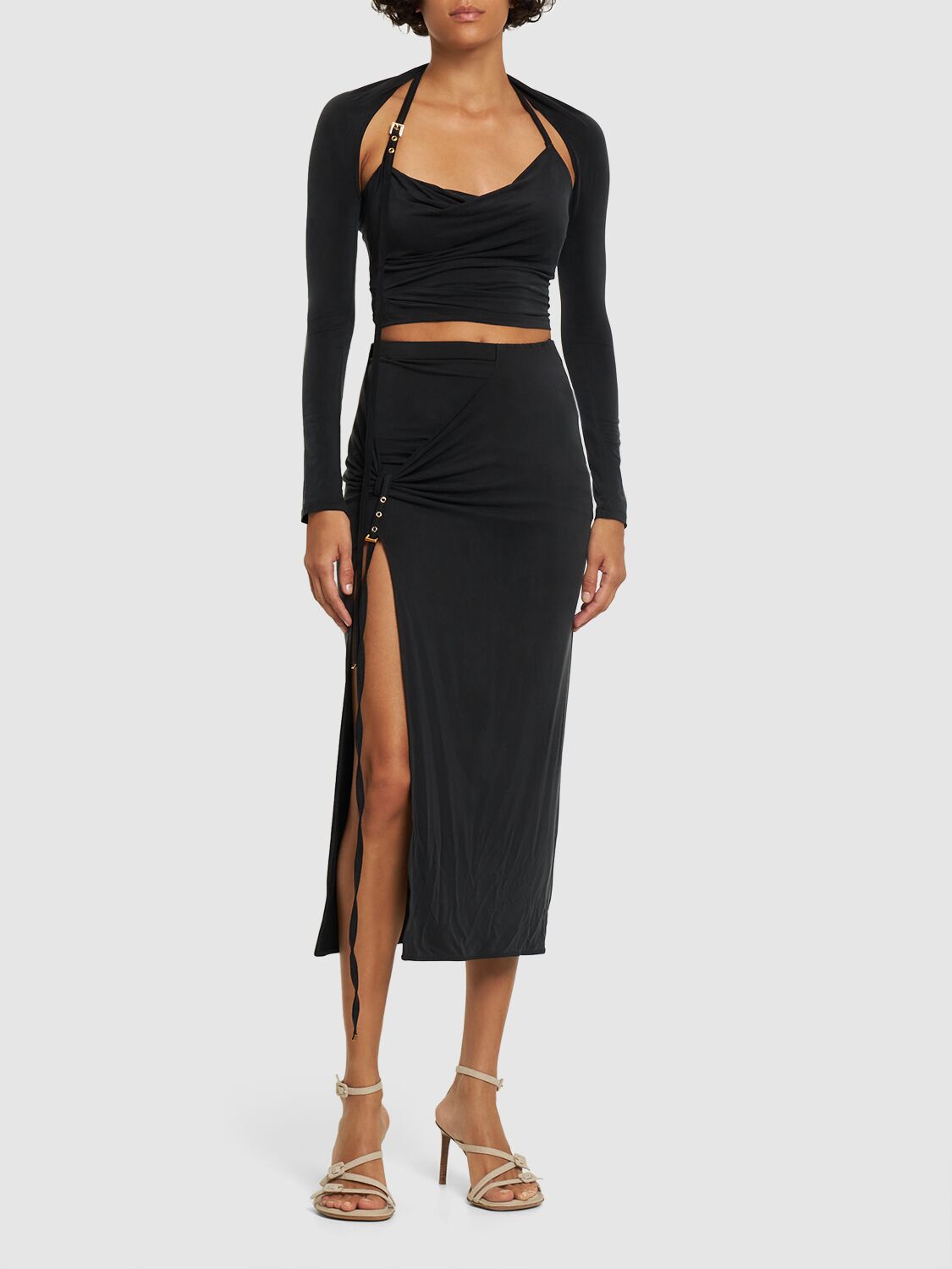 Jacquemus Peplo Draped Cut-out Top In Black