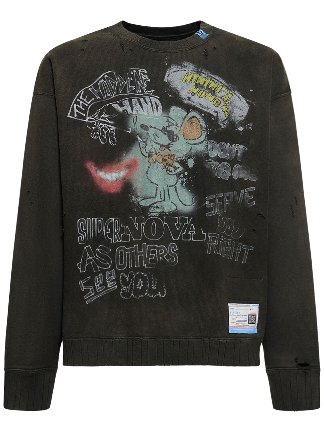 Miharayasuhiro Graffiti-print Cotton-jersey Sweatshirt In Black