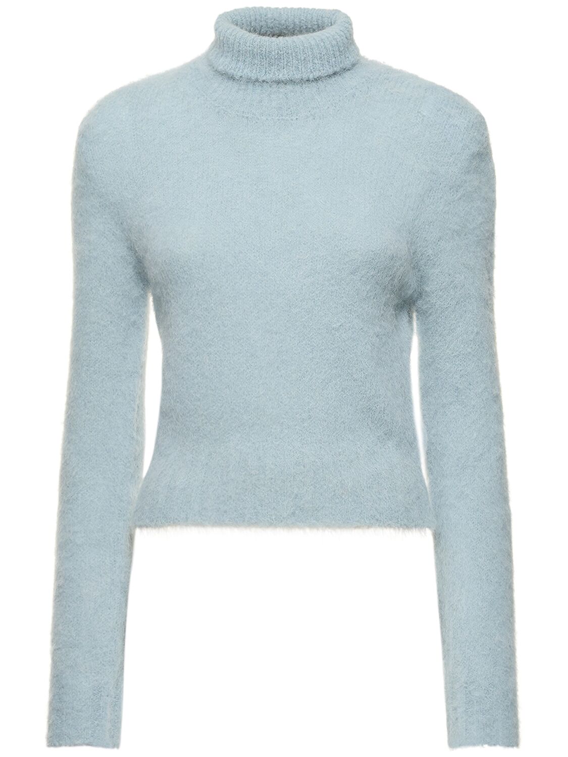Shop Ami Alexandre Mattiussi Brushed Alpaca Blend Turtleneck Sweater In Light Blue