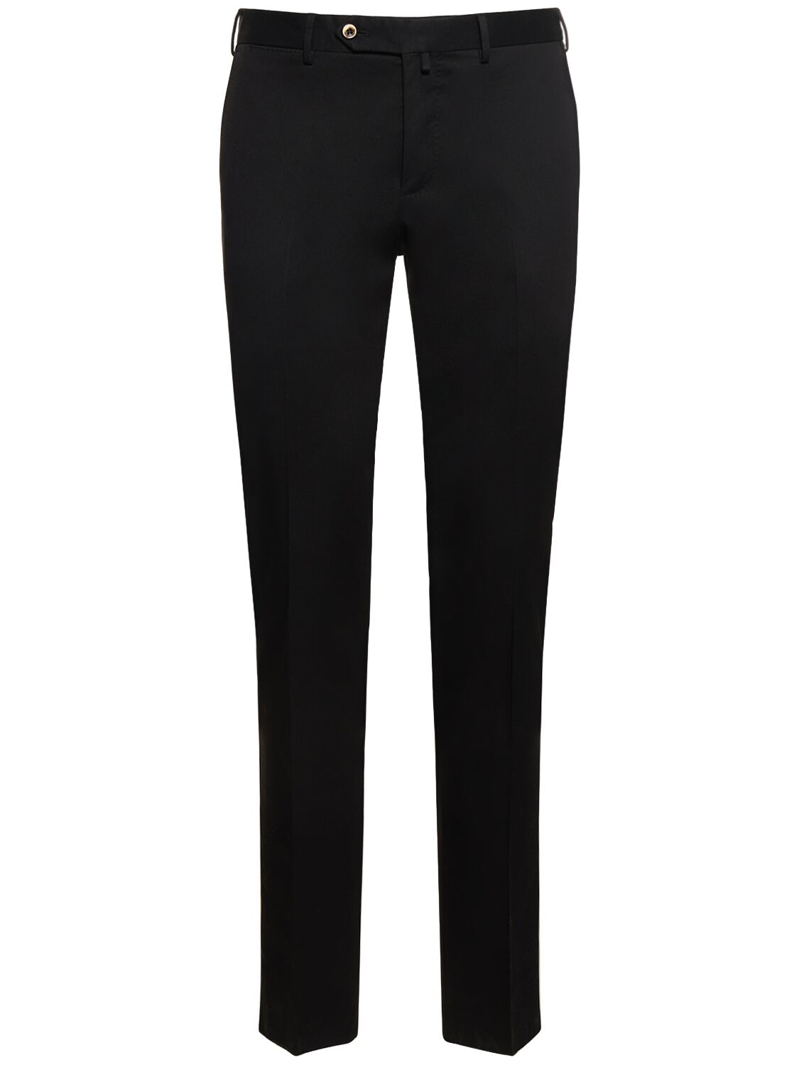 Pt Torino Classic Cotton Blend Straight Trousers In Black