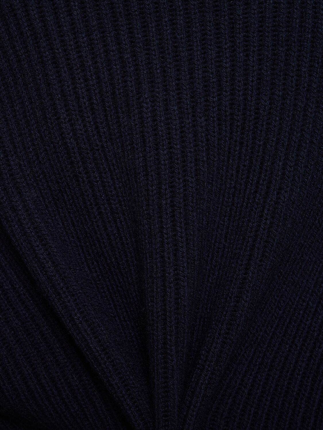 Shop Totême Wrap Neck Rib Knit Wool Sweater In Navy