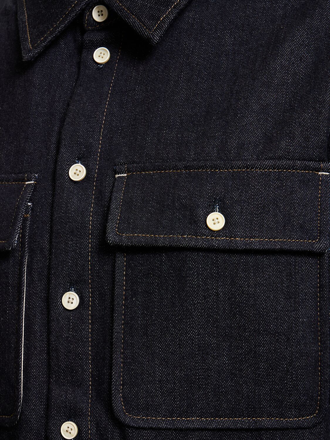 Shop Jil Sander Washed Denim Shirt W/ Pockets In Blue