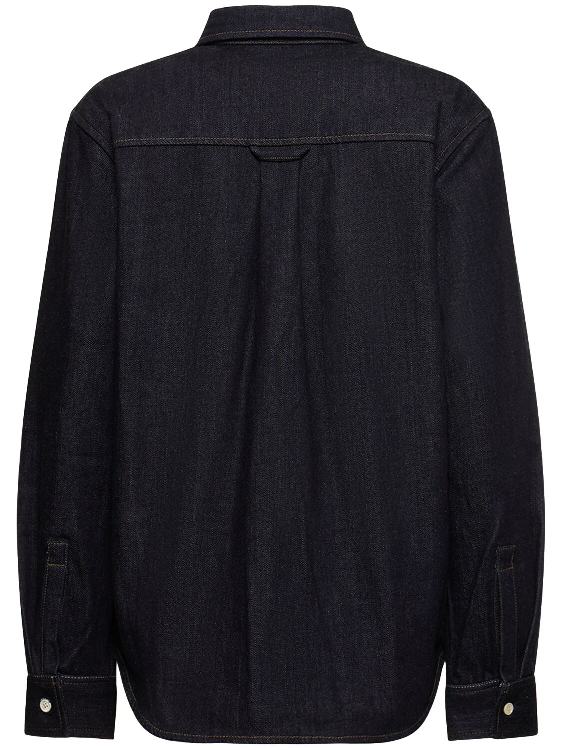 Shop Jil Sander Washed Denim Shirt W/ Pockets In Blue