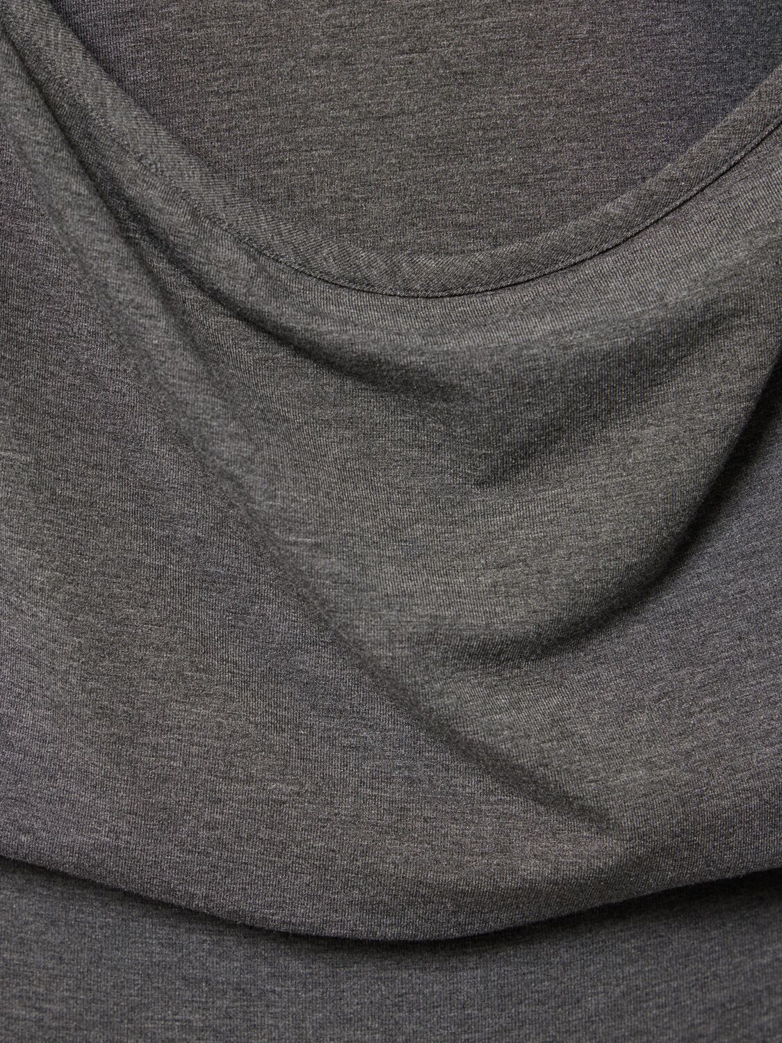 Shop Attico Draped Jersey Mélange Midi Dress In Dark Grey