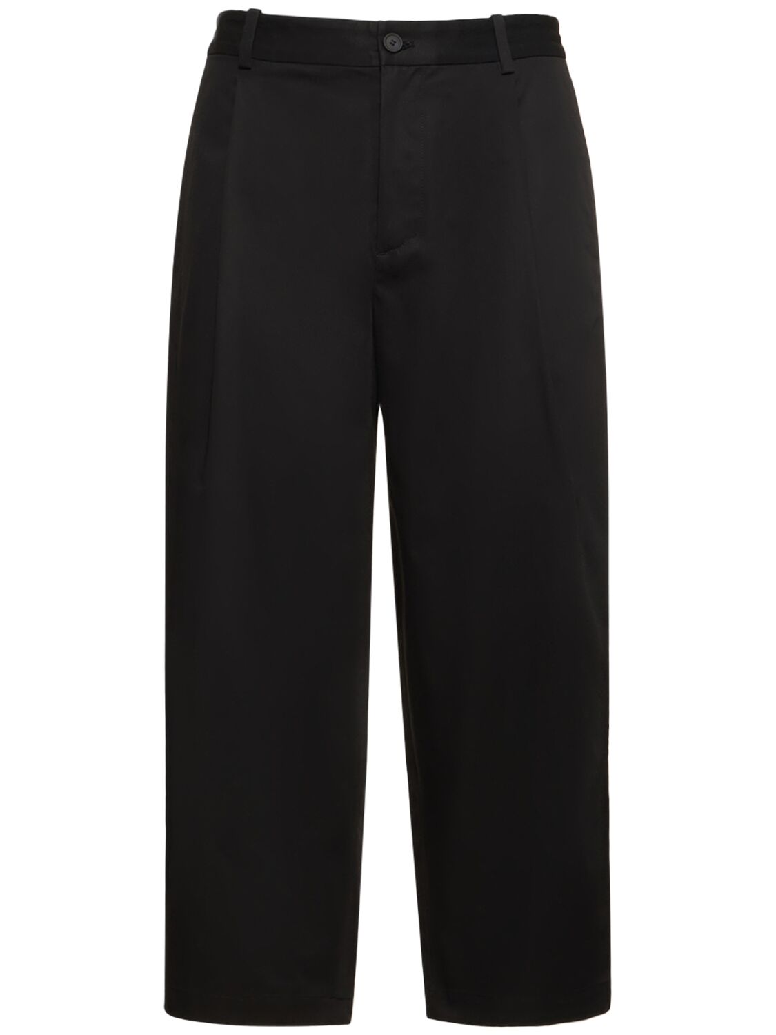 Maison Kitsuné Cropped Pleated Cotton Chino Pants In Black