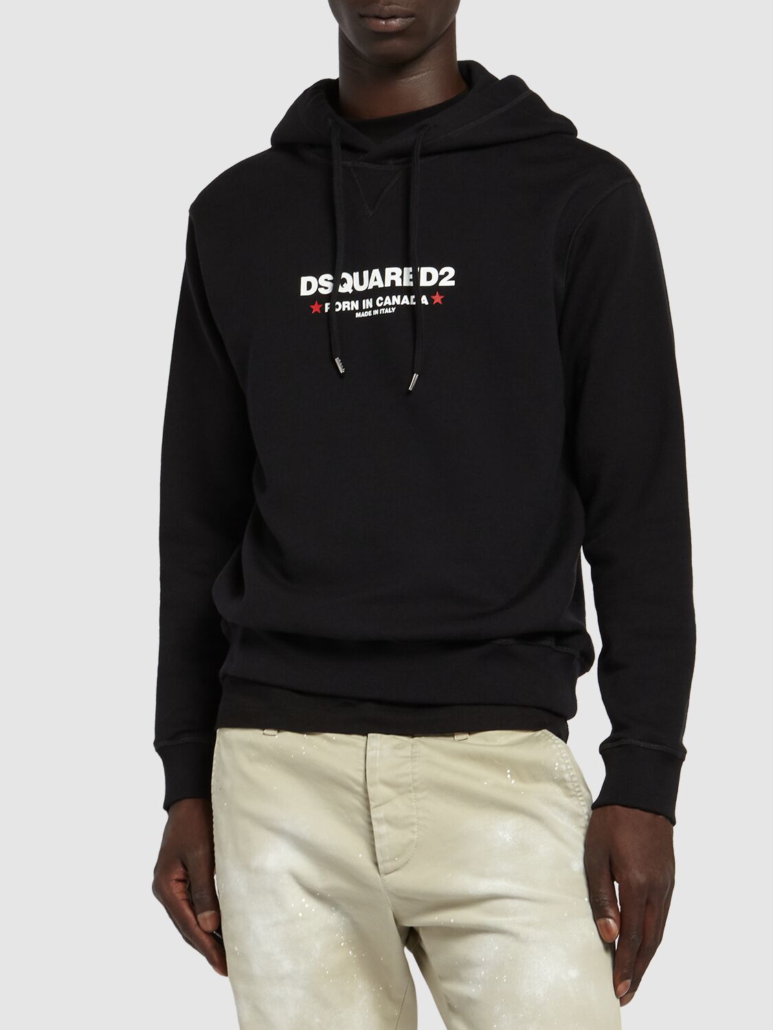 Shop Dsquared2 Loose Fit Logo Cotton Hoodie In Black