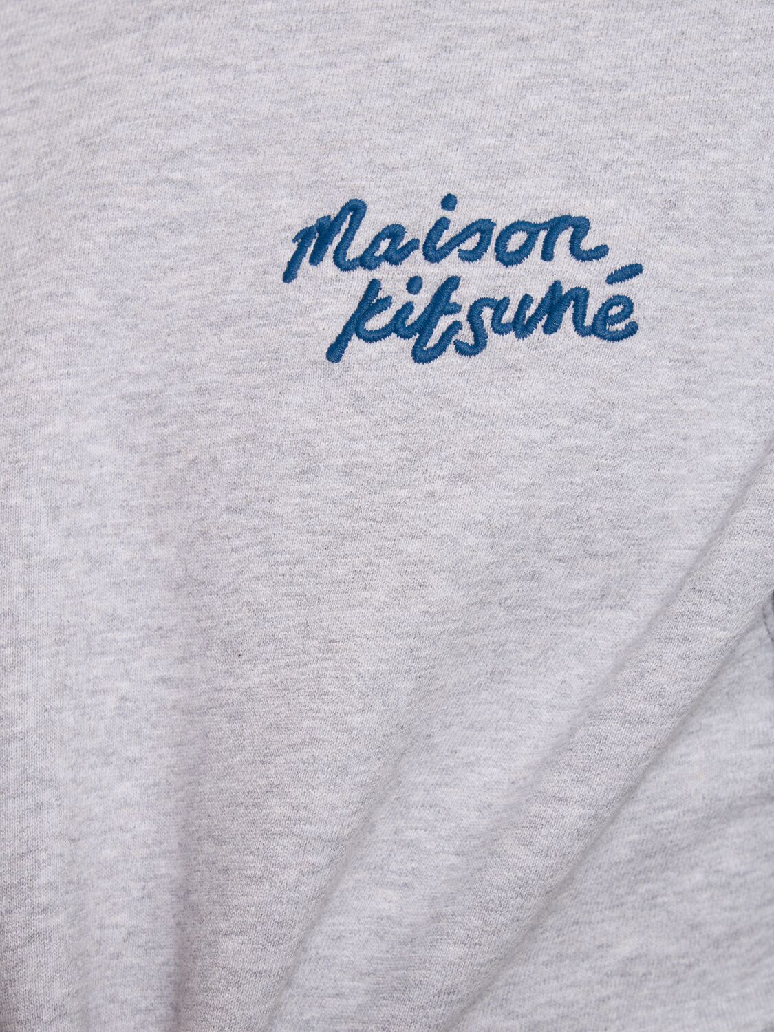 Shop Maison Kitsuné Handwriting Logo Crewneck Sweatshirt In Light Grey
