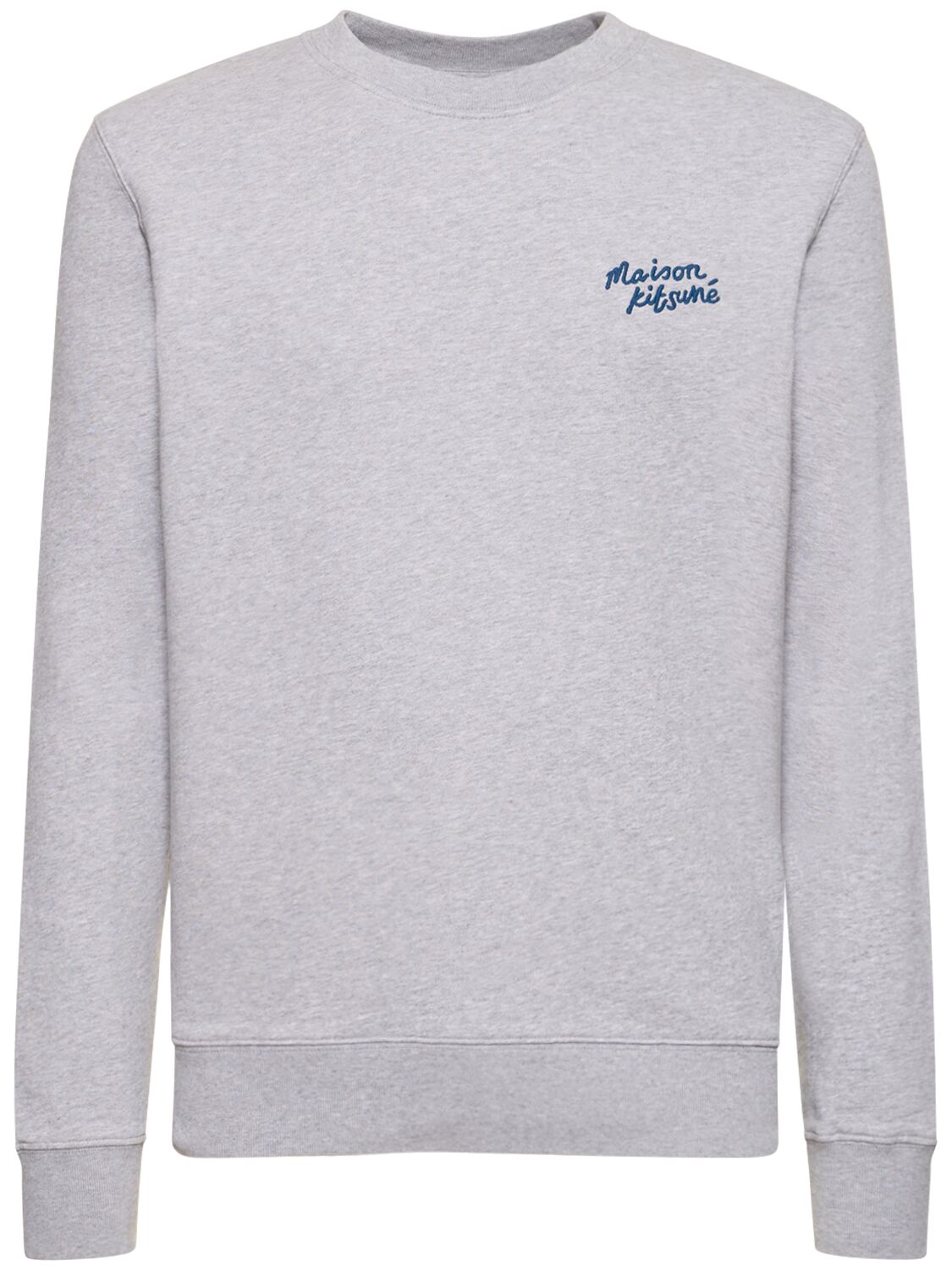 Shop Maison Kitsuné Handwriting Logo Crewneck Sweatshirt In Light Grey