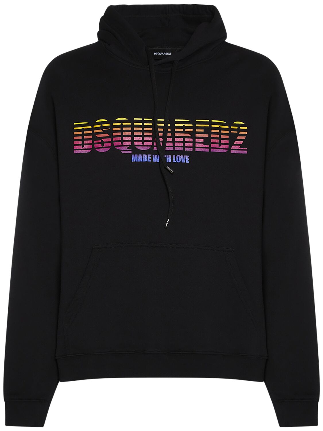 Dsquared2 Logo Cotton Jersey Hoodie In Black