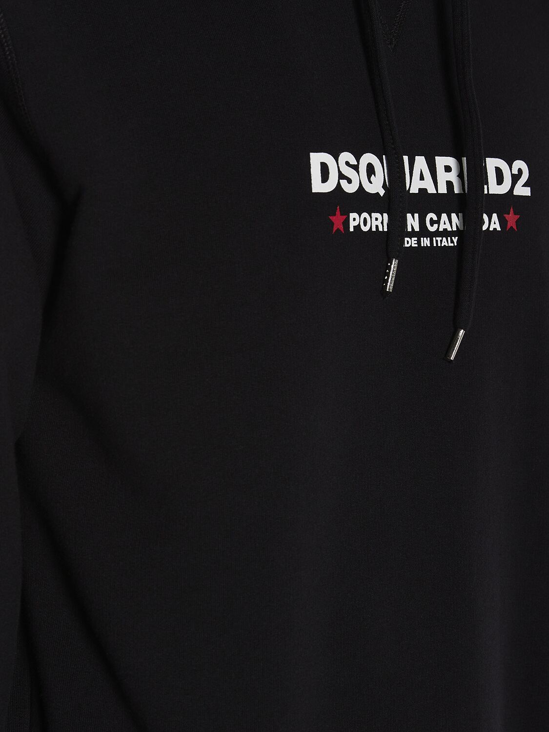 Shop Dsquared2 Loose Fit Logo Cotton Hoodie In Black