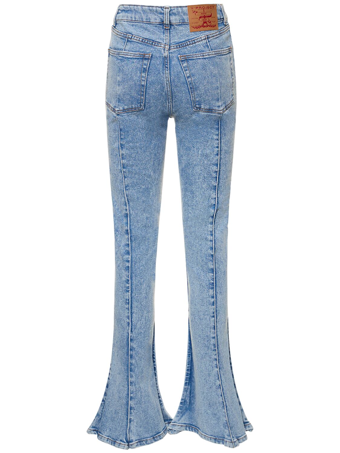 Shop Y/project Trumpet Denim Straight High Rise Jeans In Blue