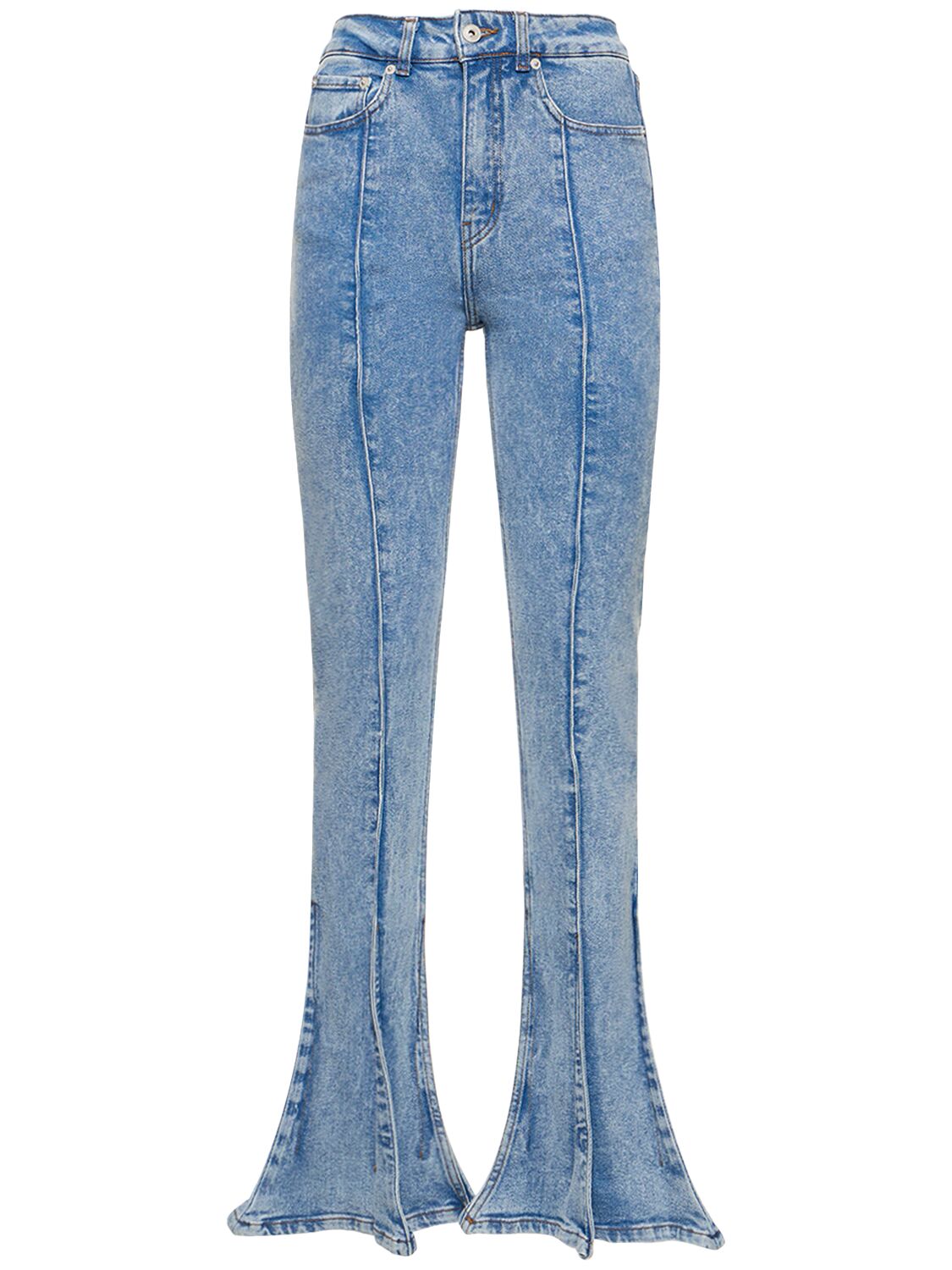 Y/project Trumpet Denim Straight High Rise Jeans In Blue