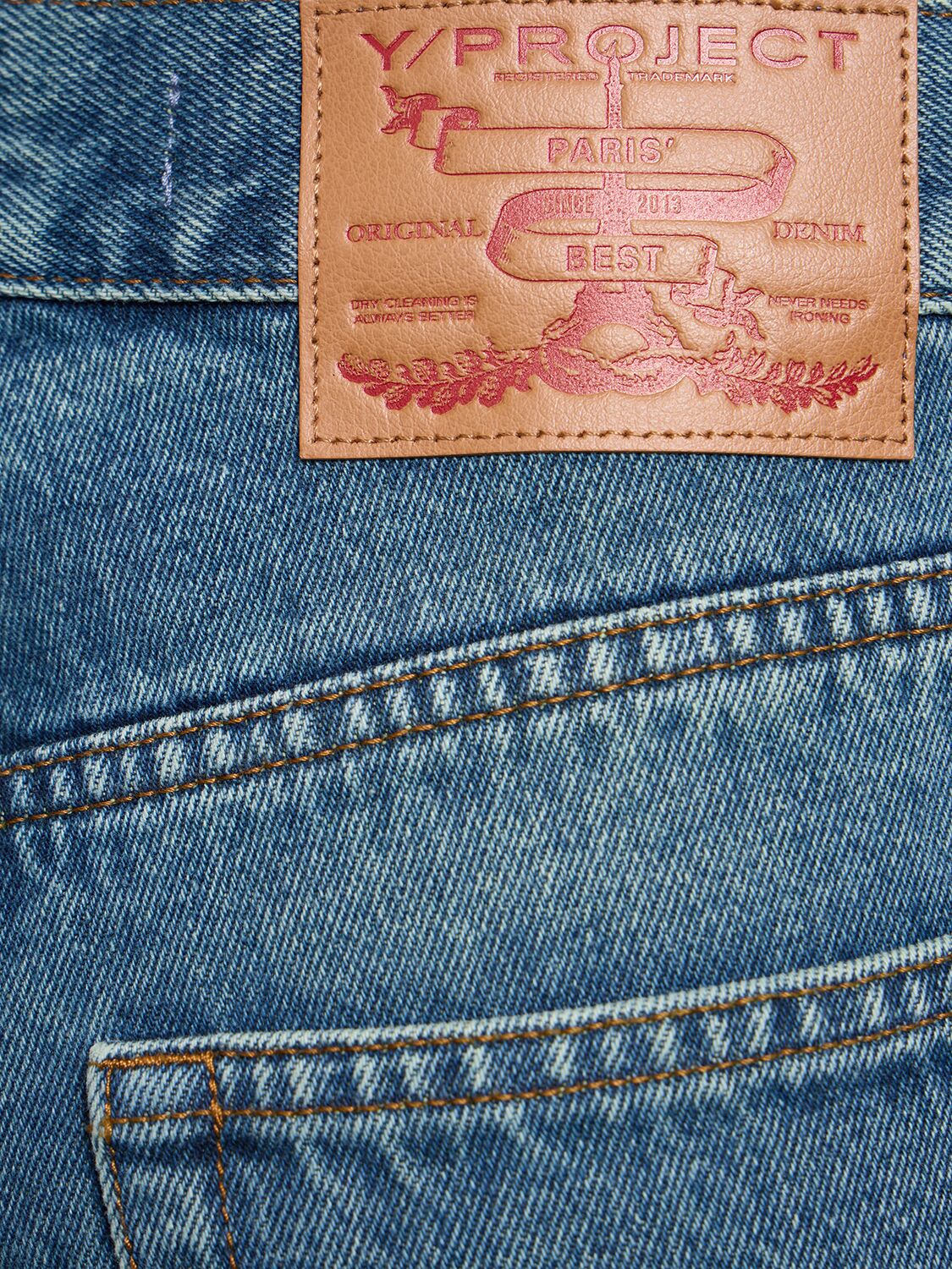 Shop Y/project Straight Denim High Rise Cowboy Jeans In Blue
