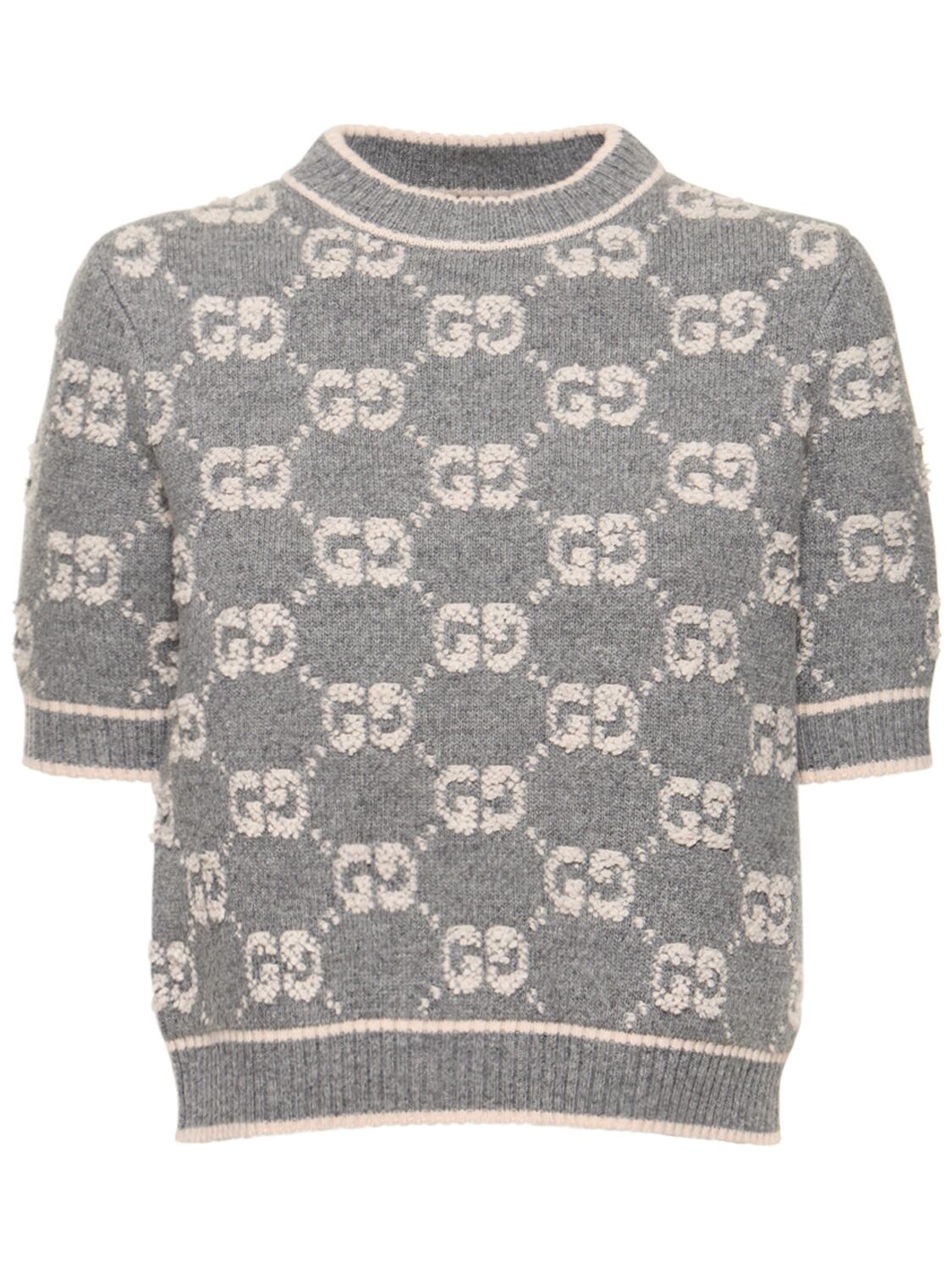 Shop Gucci Gg Wool Jacquard Top In Grey