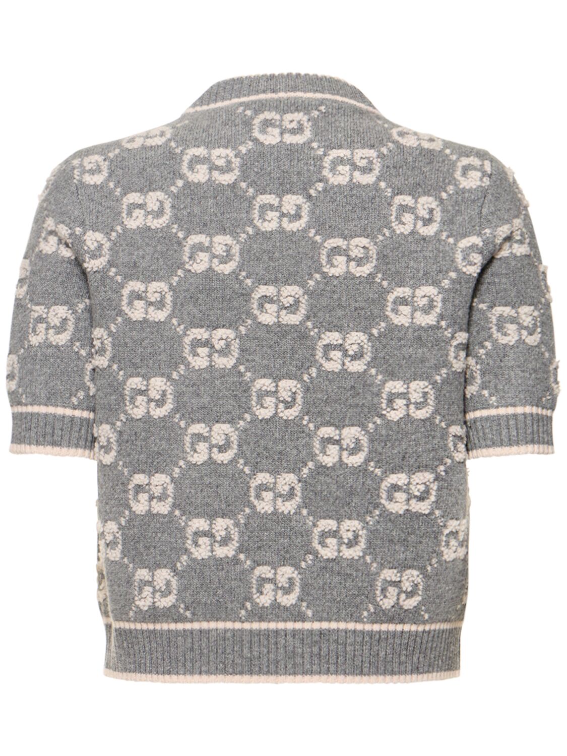 GG wool jacquard cardigan in grey