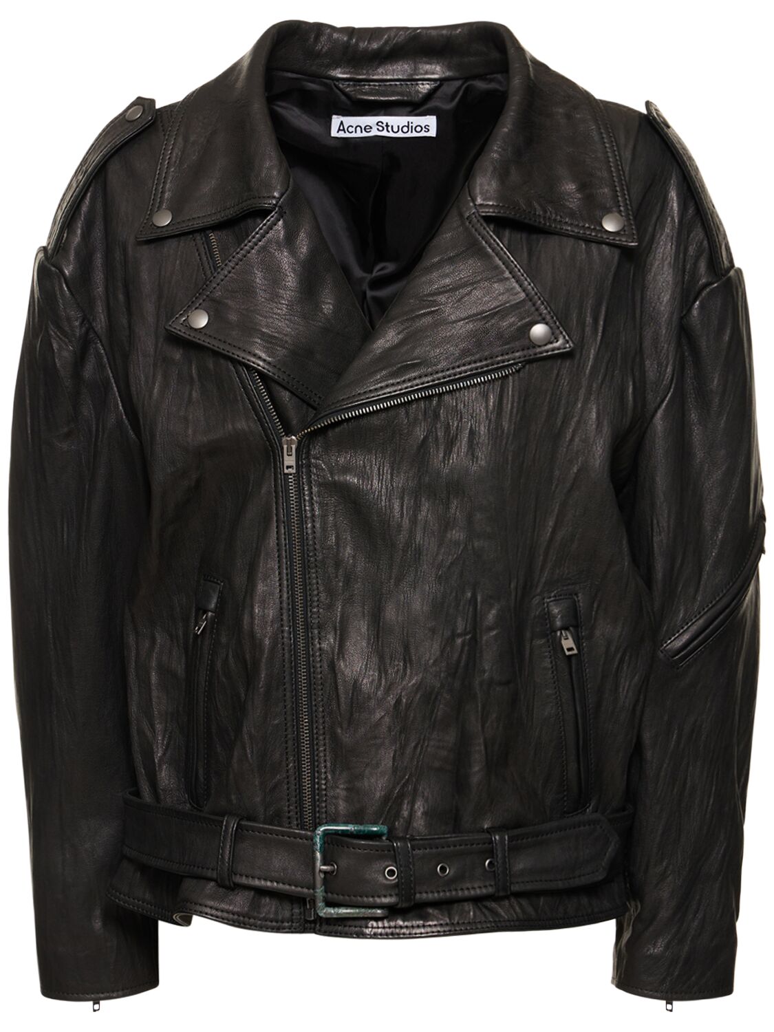 Image of Oversized Leather Biker Jacket