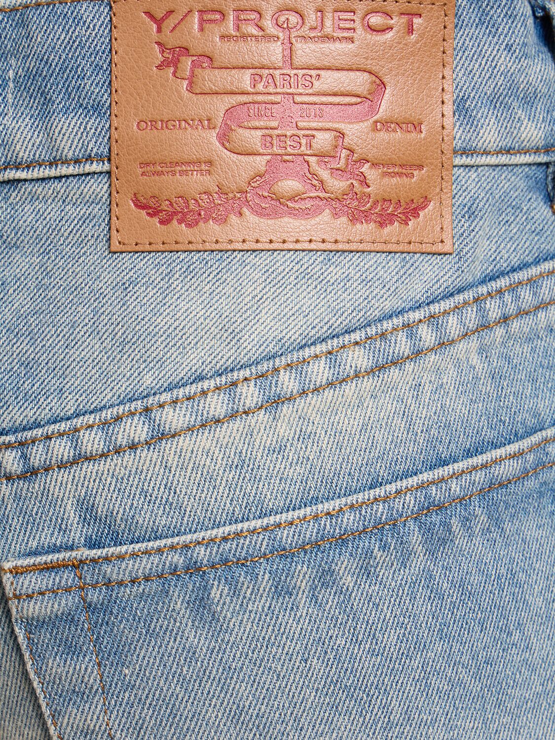 Shop Y/project Low Rise Flared Denim Jeans W/hooks In Light Blue