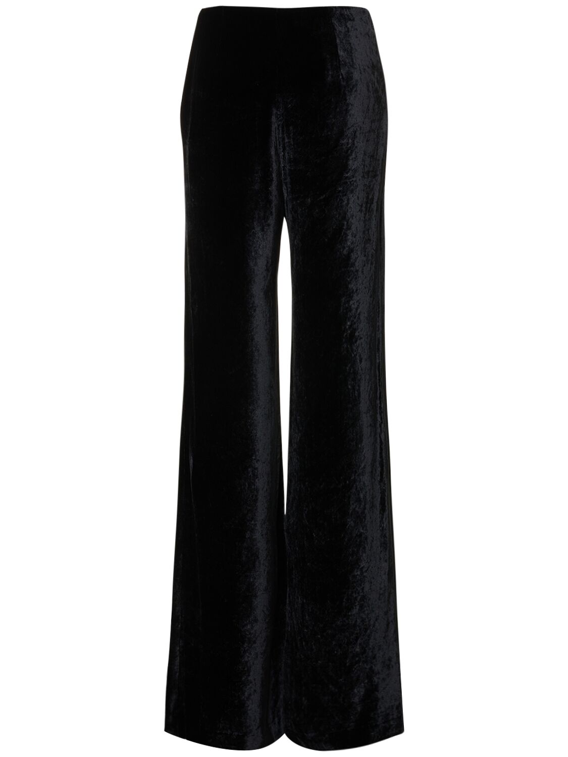 Shop Galvan Julianne High Rise Velvet Wide Leg Pants In Black