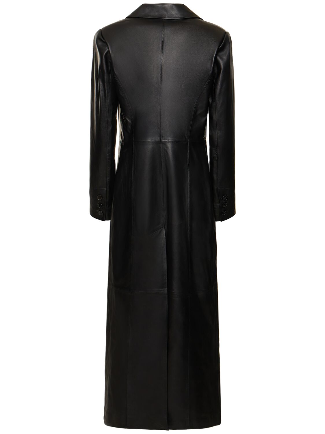 Shop Manokhi Milla Single Breast Leather Trench Coat In Black