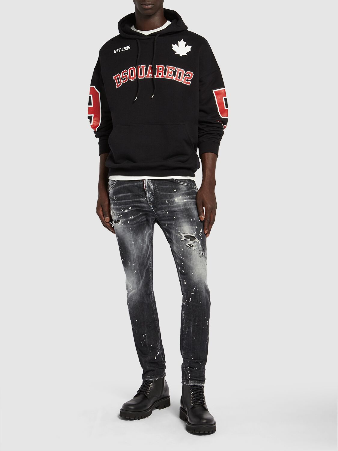 Shop Dsquared2 Skater Fit Cotton Denim Jeans In Black