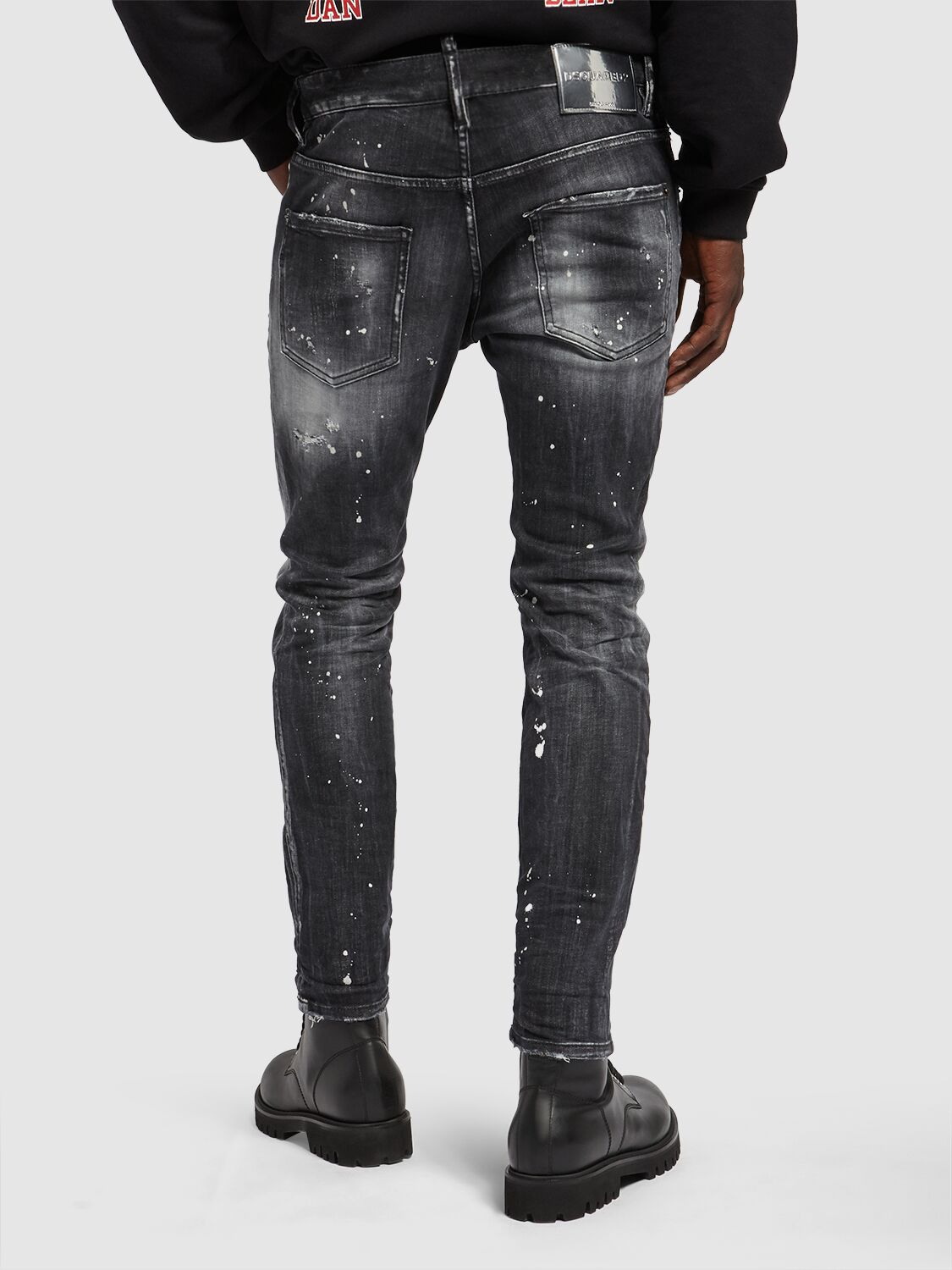 Shop Dsquared2 Skater Fit Cotton Denim Jeans In Black