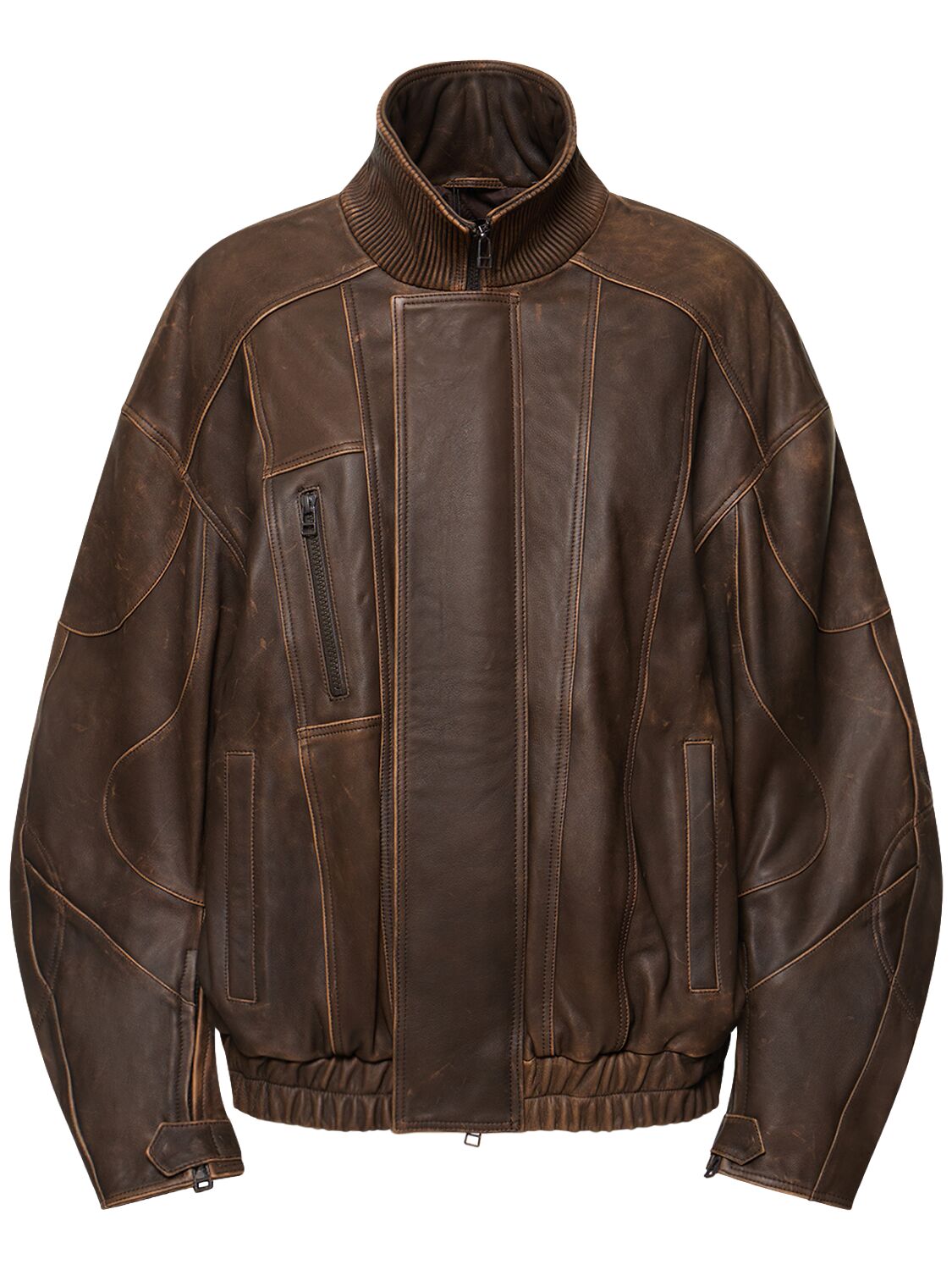 Manokhi Adwa Leather Jacket In Vintage Brown