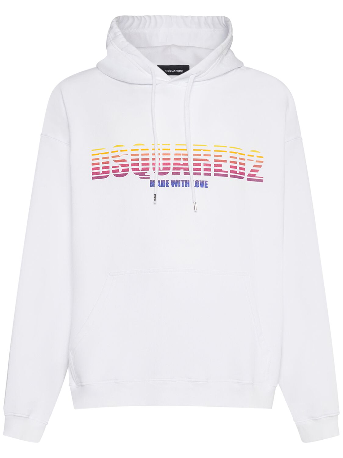 Dsquared2 Logo Cotton Jersey Hoodie In White