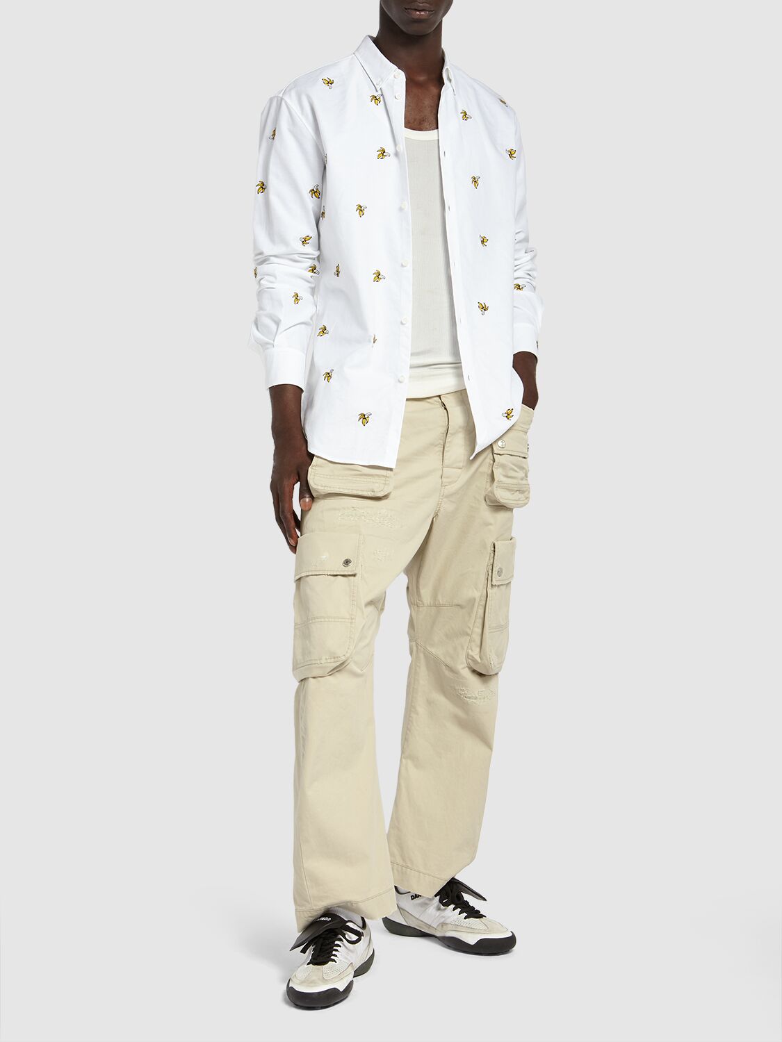 Shop Dsquared2 Embroidered Cotton Relaxed Shirt In White