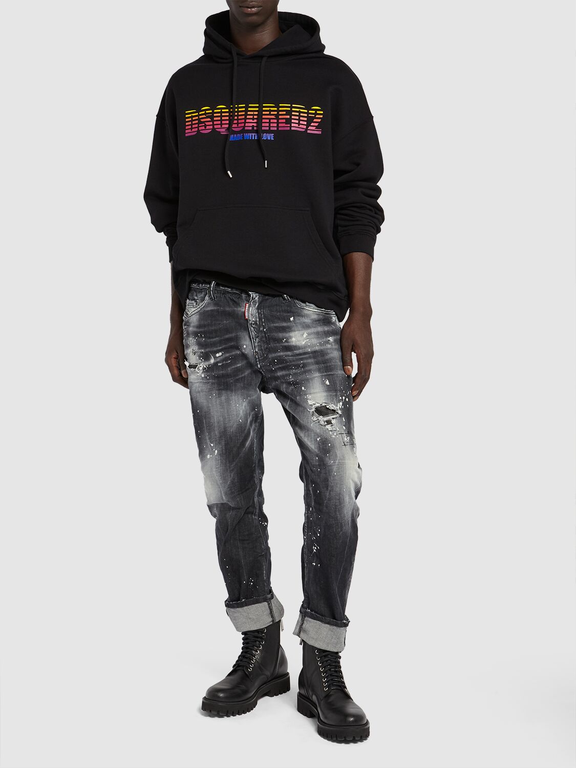 Shop Dsquared2 Big Brother Fit Cotton Denim Jeans In Black