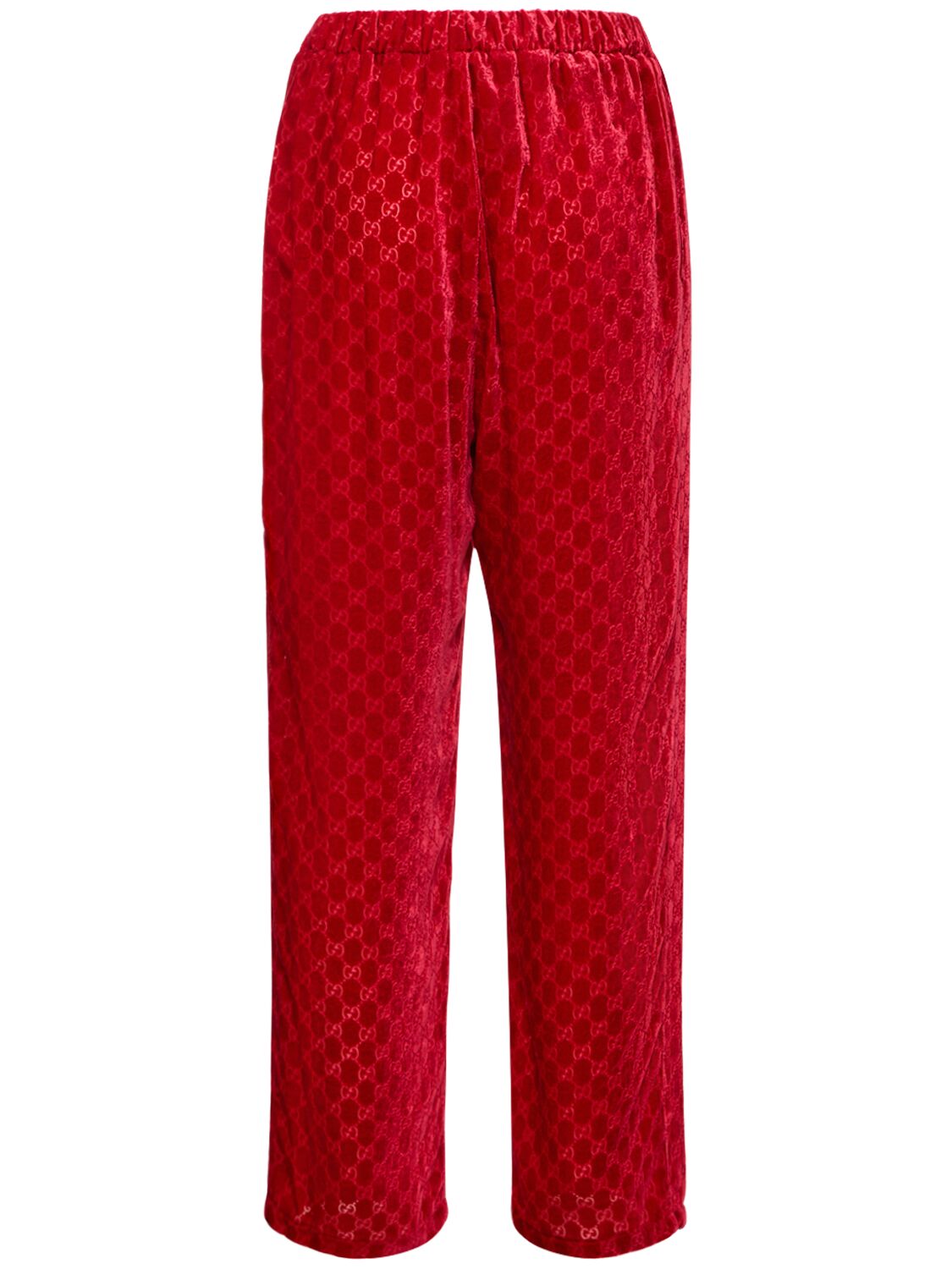 Shop Gucci Gg Devoré Velvet Pants In Classic Red