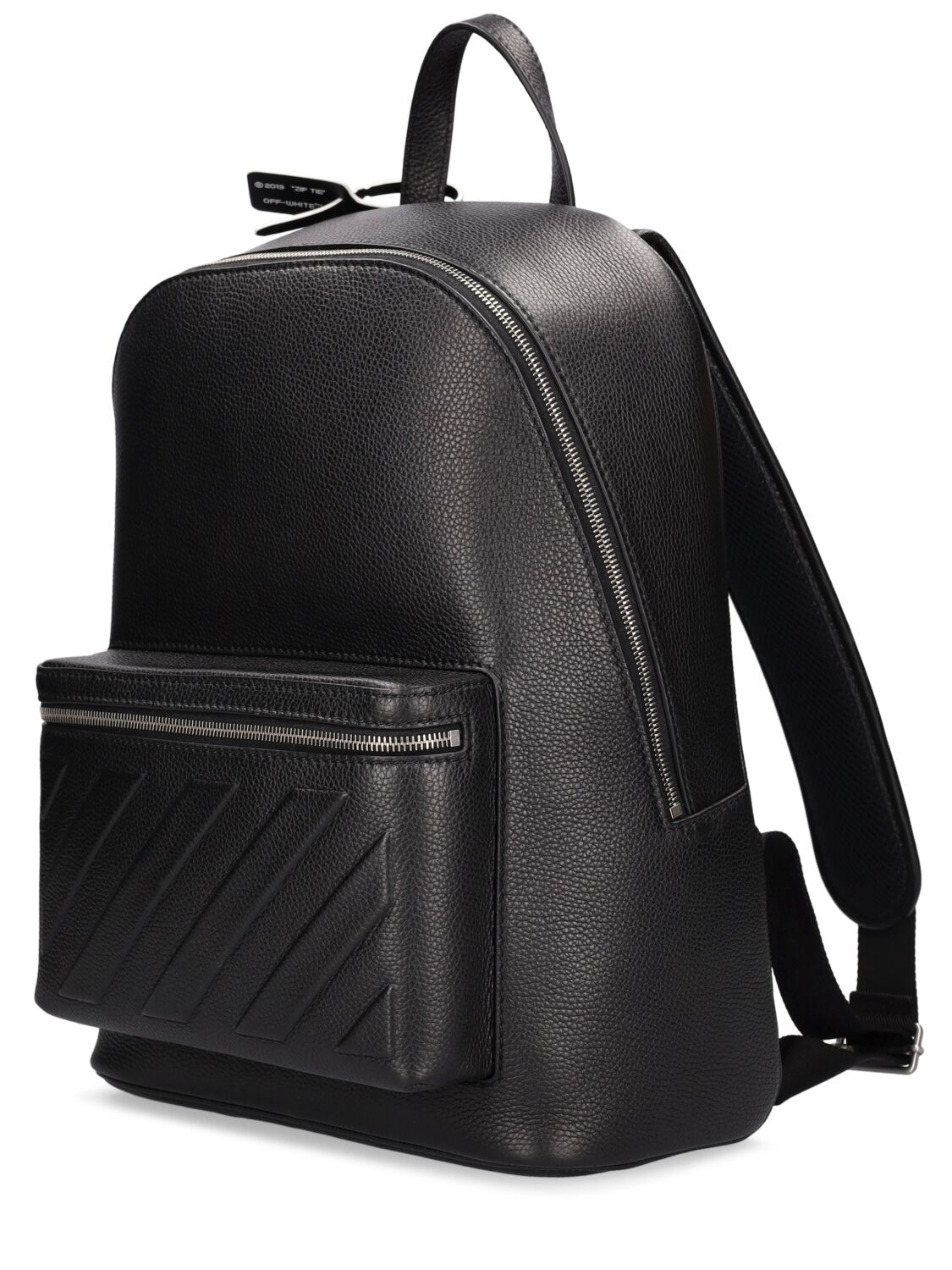 Shop Off-white Diagonal Leather Backpack In Black