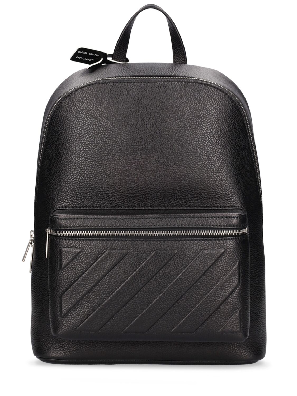 Off-white Diagonal Leather Backpack In Black