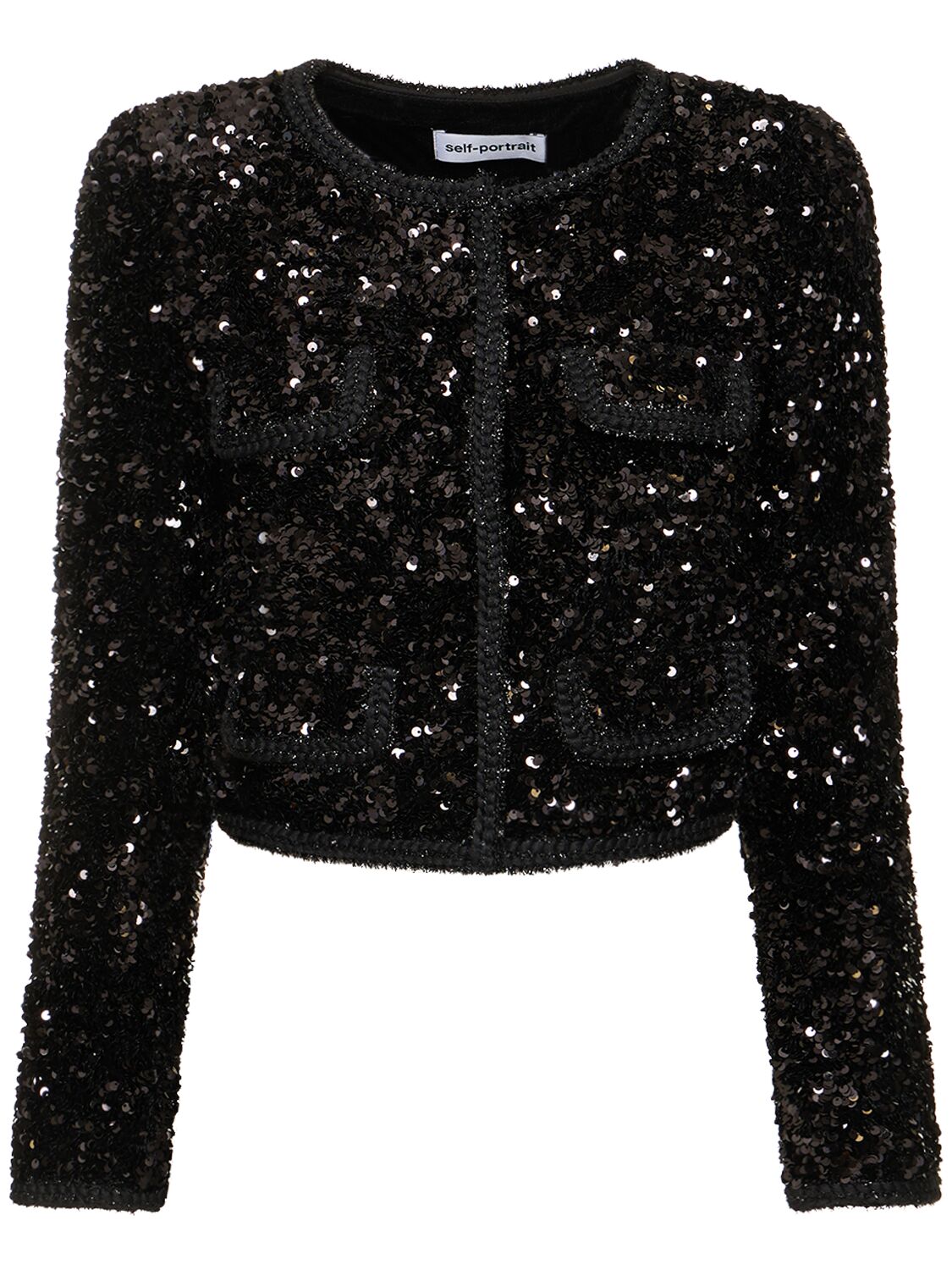 SELF-PORTRAIT SEQUINED CROPPED JACKET