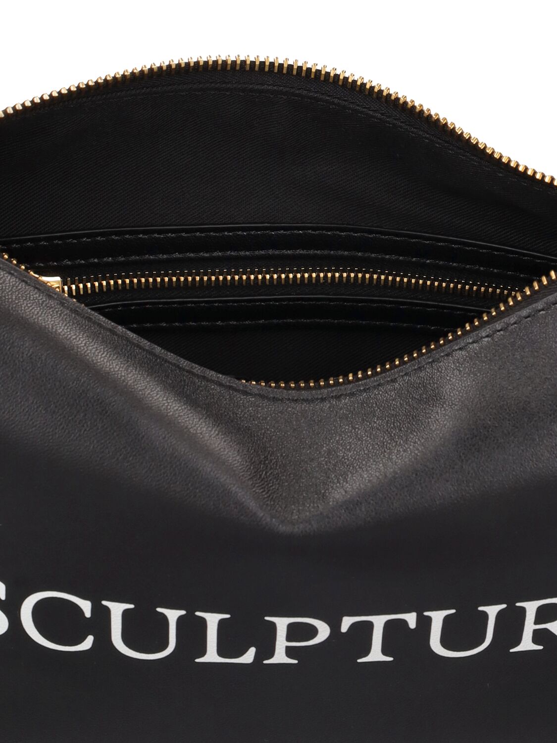 OFF-WHITE Block Pouch Quote Clutch Bag Black in Lambskin Leather/Cotton - US