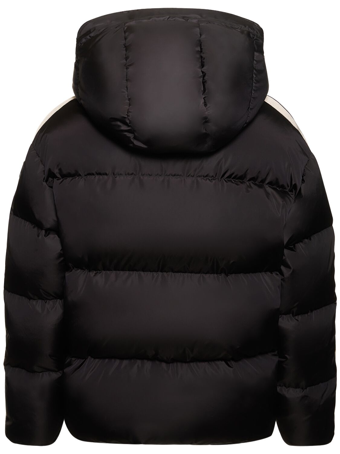 Shop Palm Angels Hooded Nylon Down Track Jacket In Black