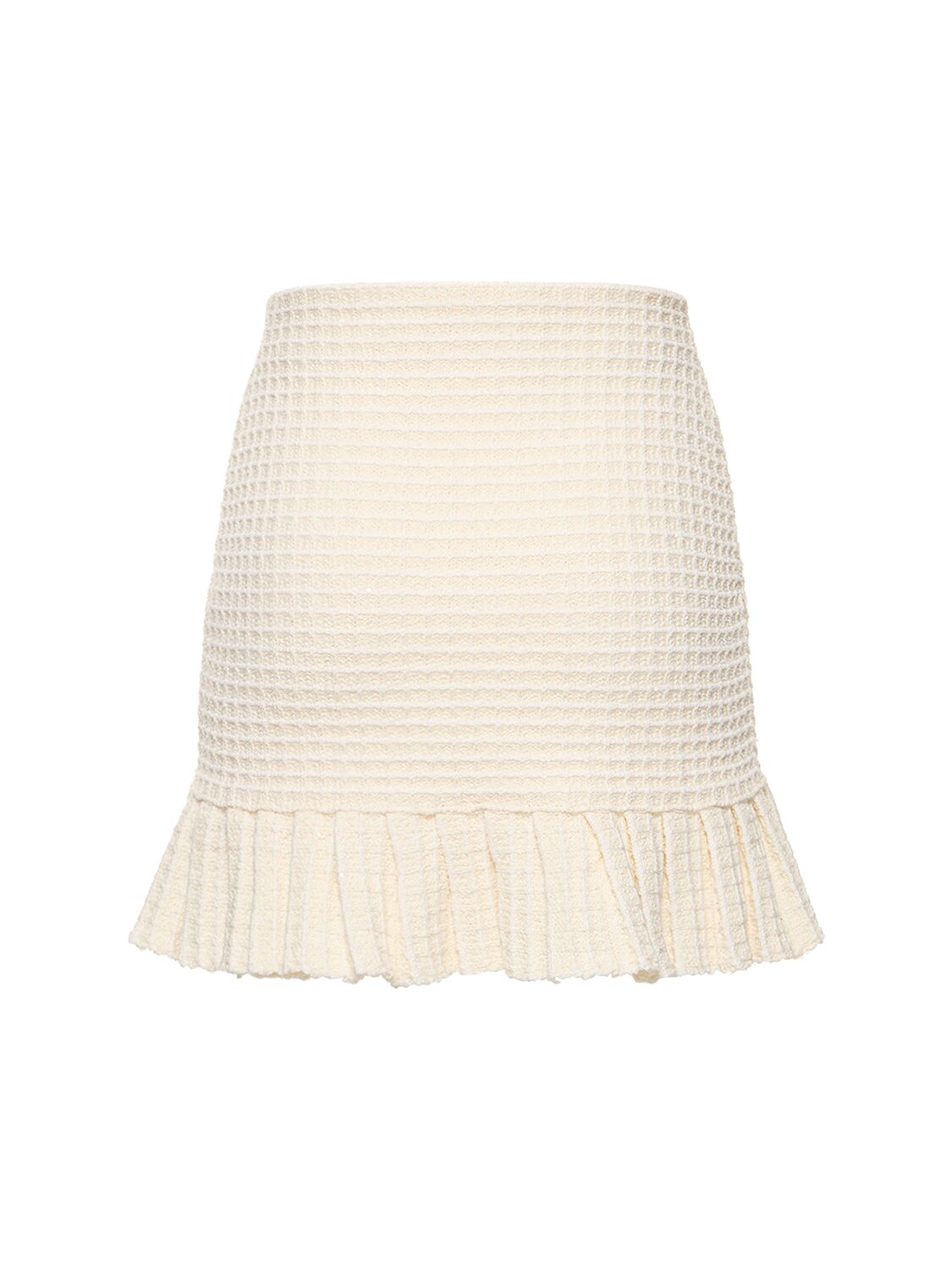 Shop Self-portrait Textured Knit Mini Skirt In White