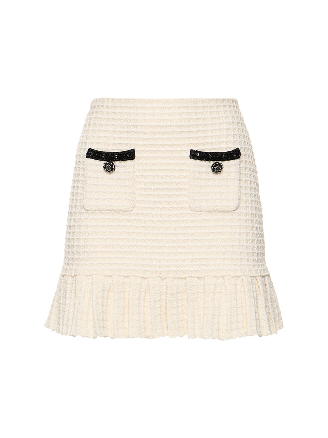 Self-portrait Textured Knit Mini Skirt In White