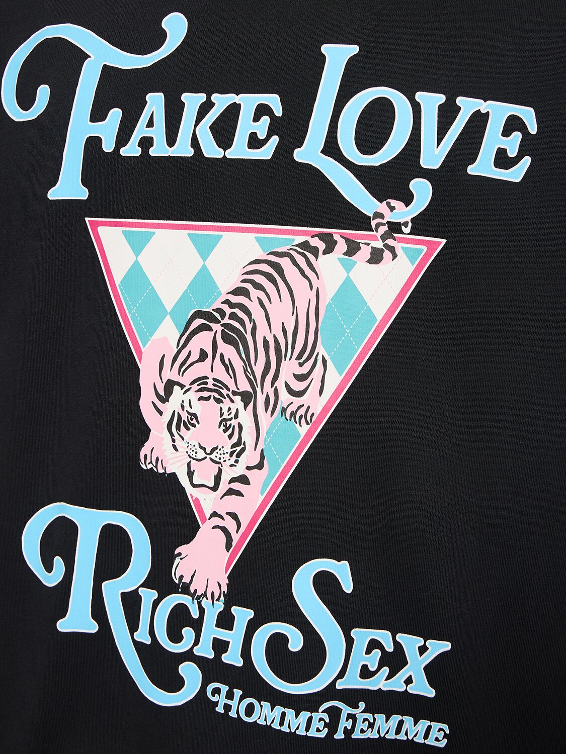 Shop Homme + Femme La Fake Love Rich Sex Tiger Cotton T-shirt In Black,blue