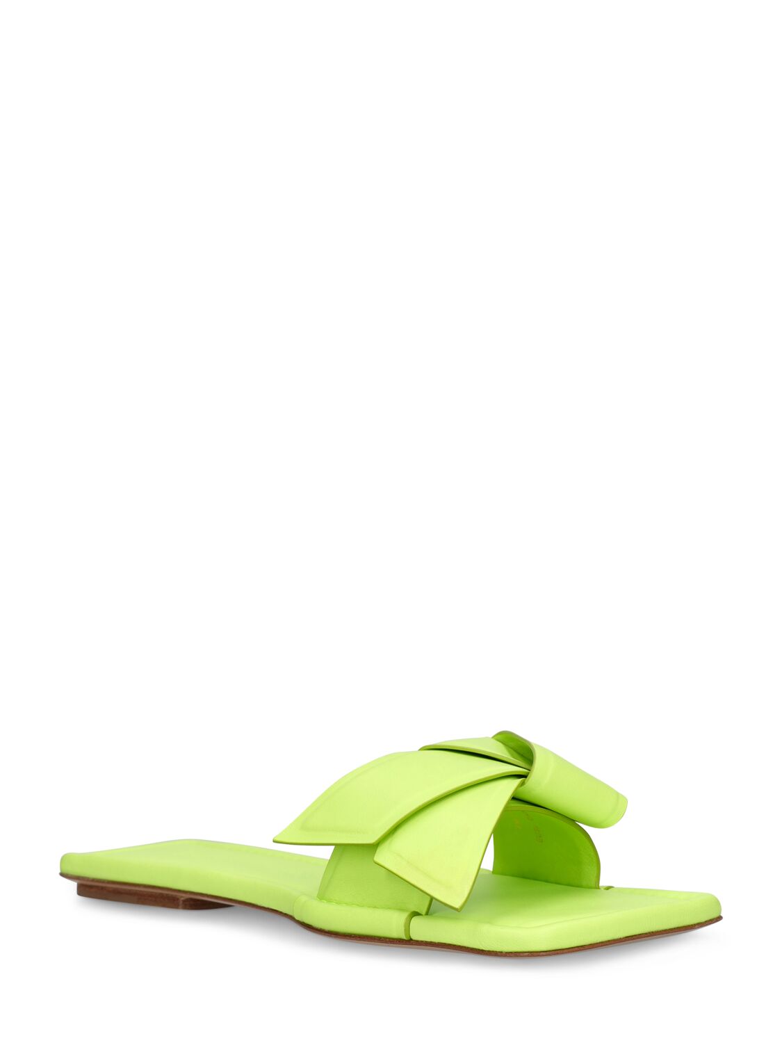 Shop Acne Studios 5mm Flat Leather Slides In Green