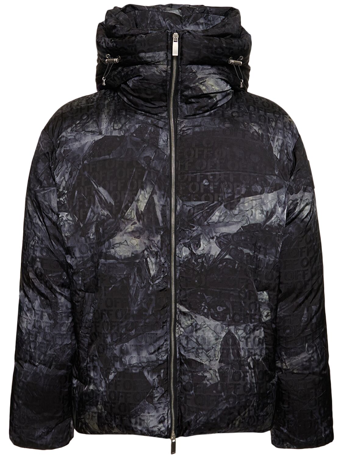 OFF-WHITE OFF ARROW JACQUARD ZIP DOWN JACKET