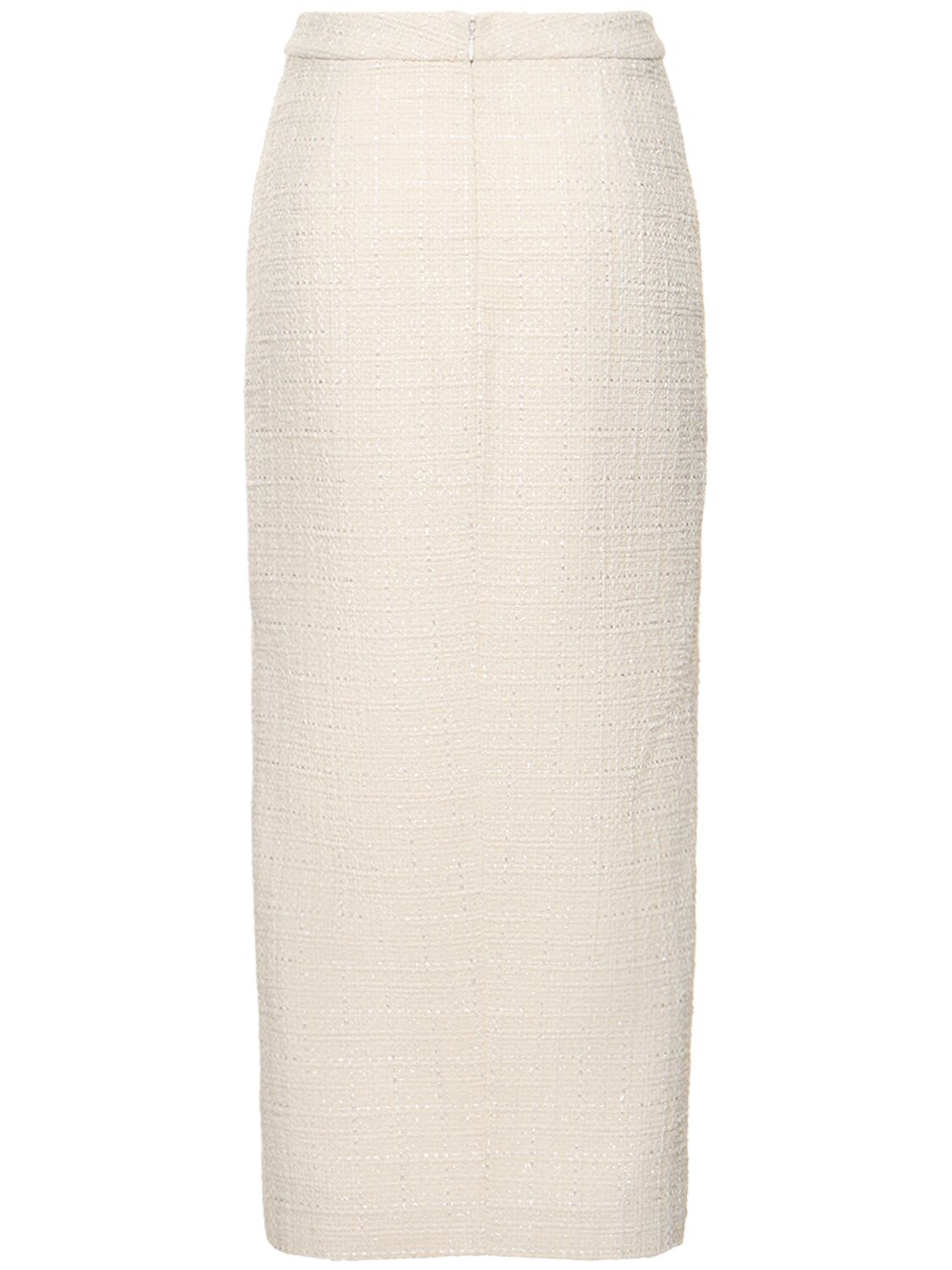 Shop Self-portrait Bouclé Midi Skirt In White