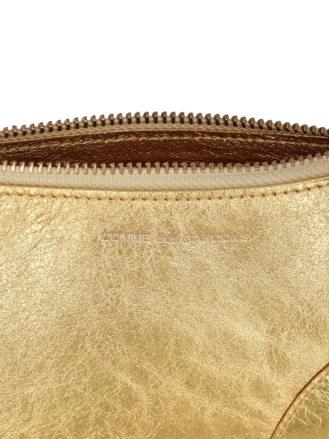 Shop Comme Des Garçons Leather Zip Wallet In Gold