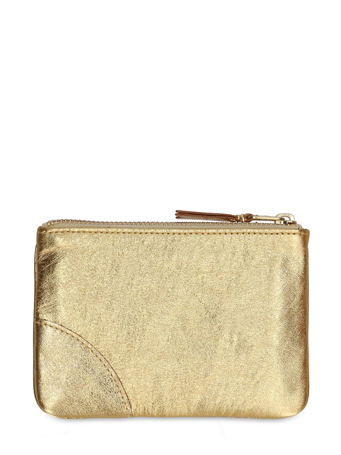 Shop Comme Des Garçons Leather Zip Wallet In Gold