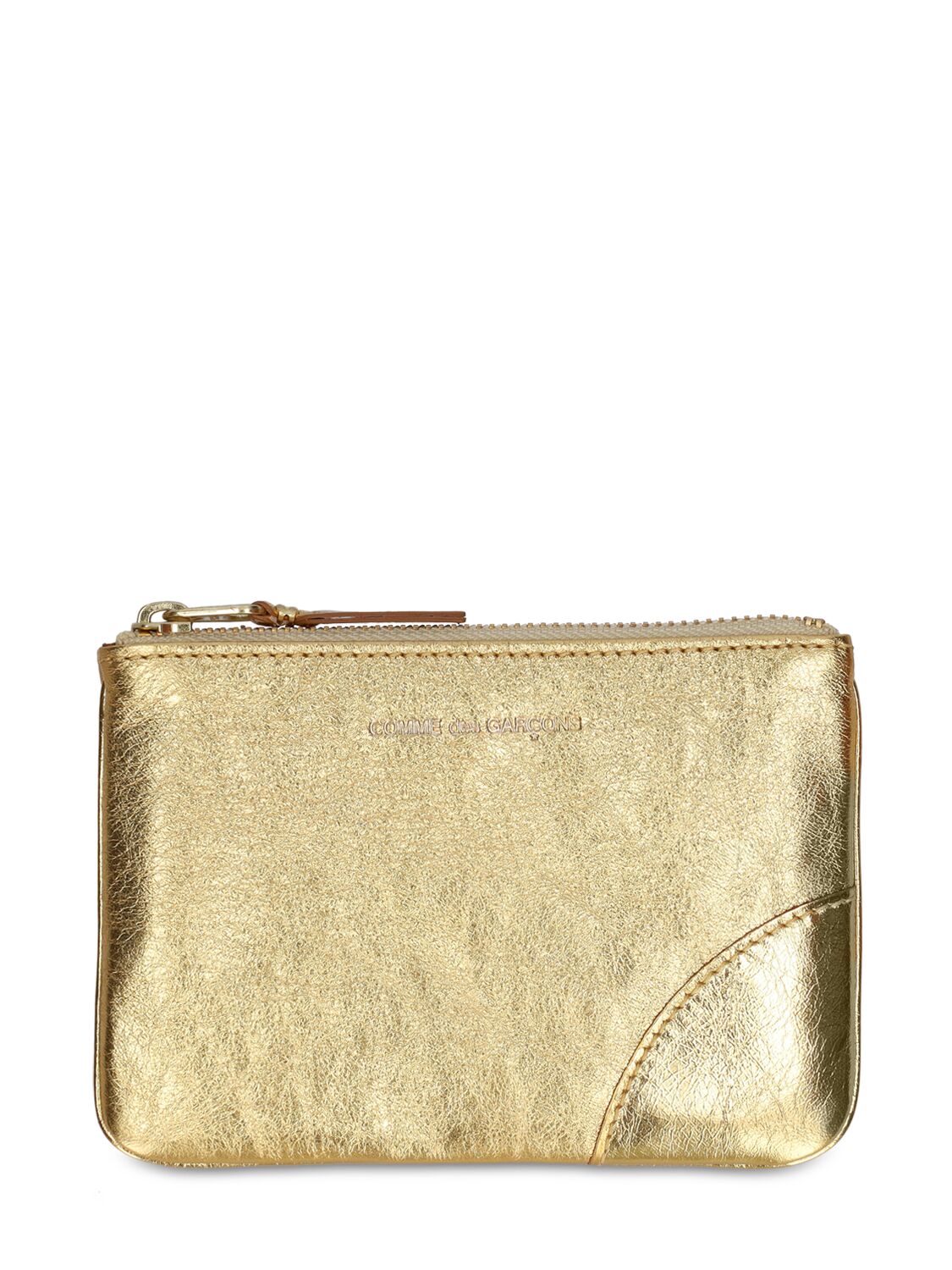 Shop Comme Des Garçons Leather Zip Wallet In Gold