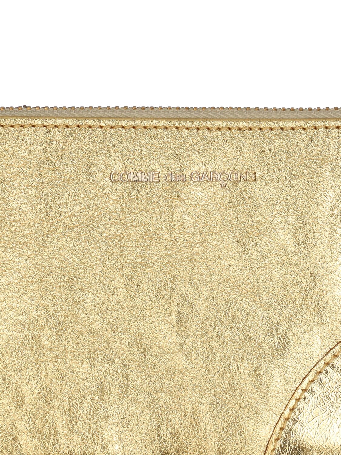 Shop Comme Des Garçons Leather Zip Wallet In Gold