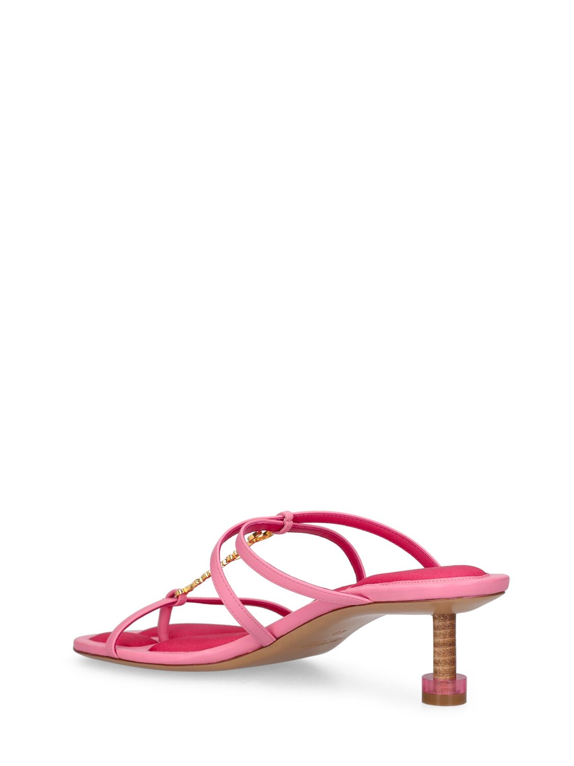 Shop Jacquemus 45mm Leather Mule Sandals In Pink