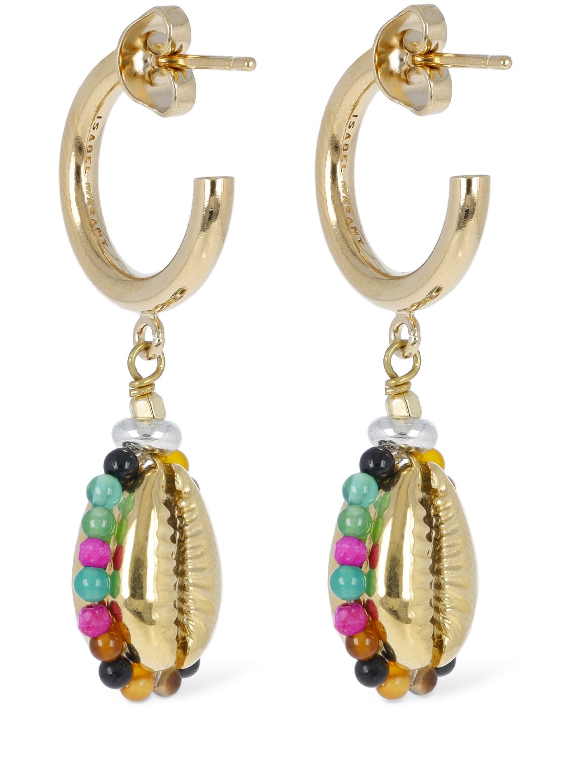 Shop Isabel Marant Be Free Stone Bead Hoop Earrings In Multi,gold
