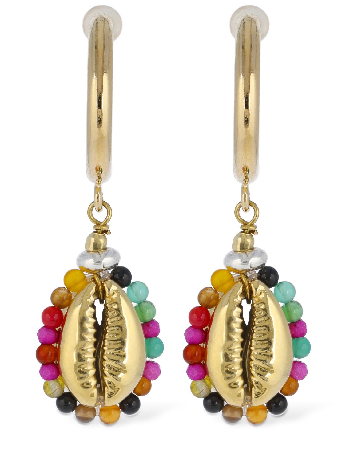 Isabel Marant Be Free Stone Bead Hoop Earrings In Multi,gold